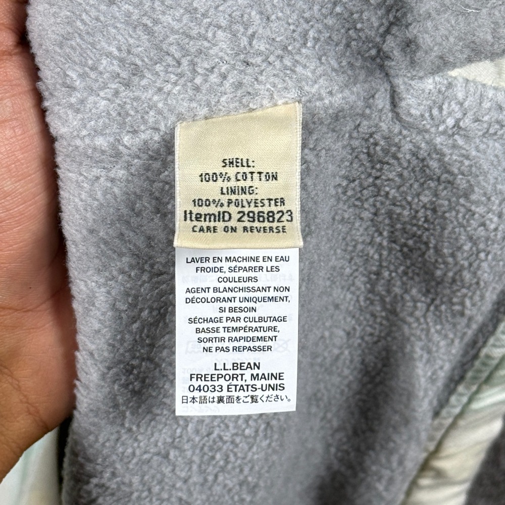 LL Bean Womens Plaid Hooded Flannel Shirt Jacket Fleece Lined Green M 296823 - Picture 3 of 6